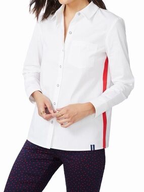 Court & Rowe Embroidered Wanderlust Travel Button Down Poplin Shirt ✈️ Size M